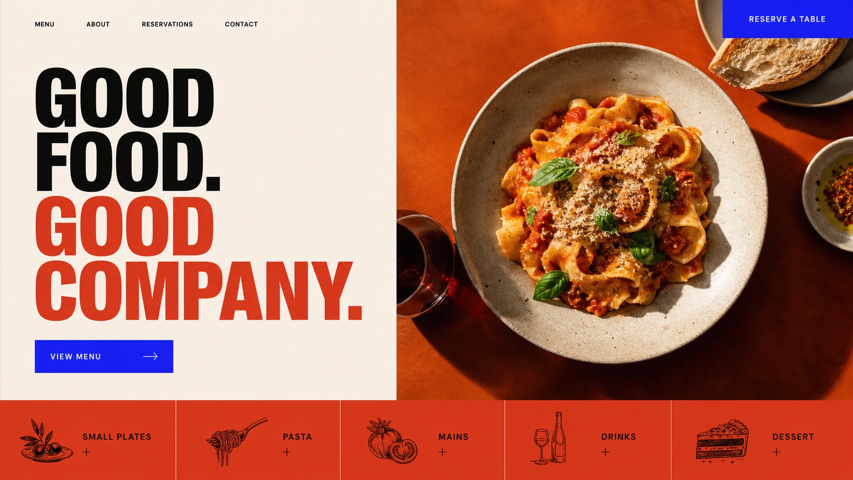 Fictional neighborhood restaurant website concept